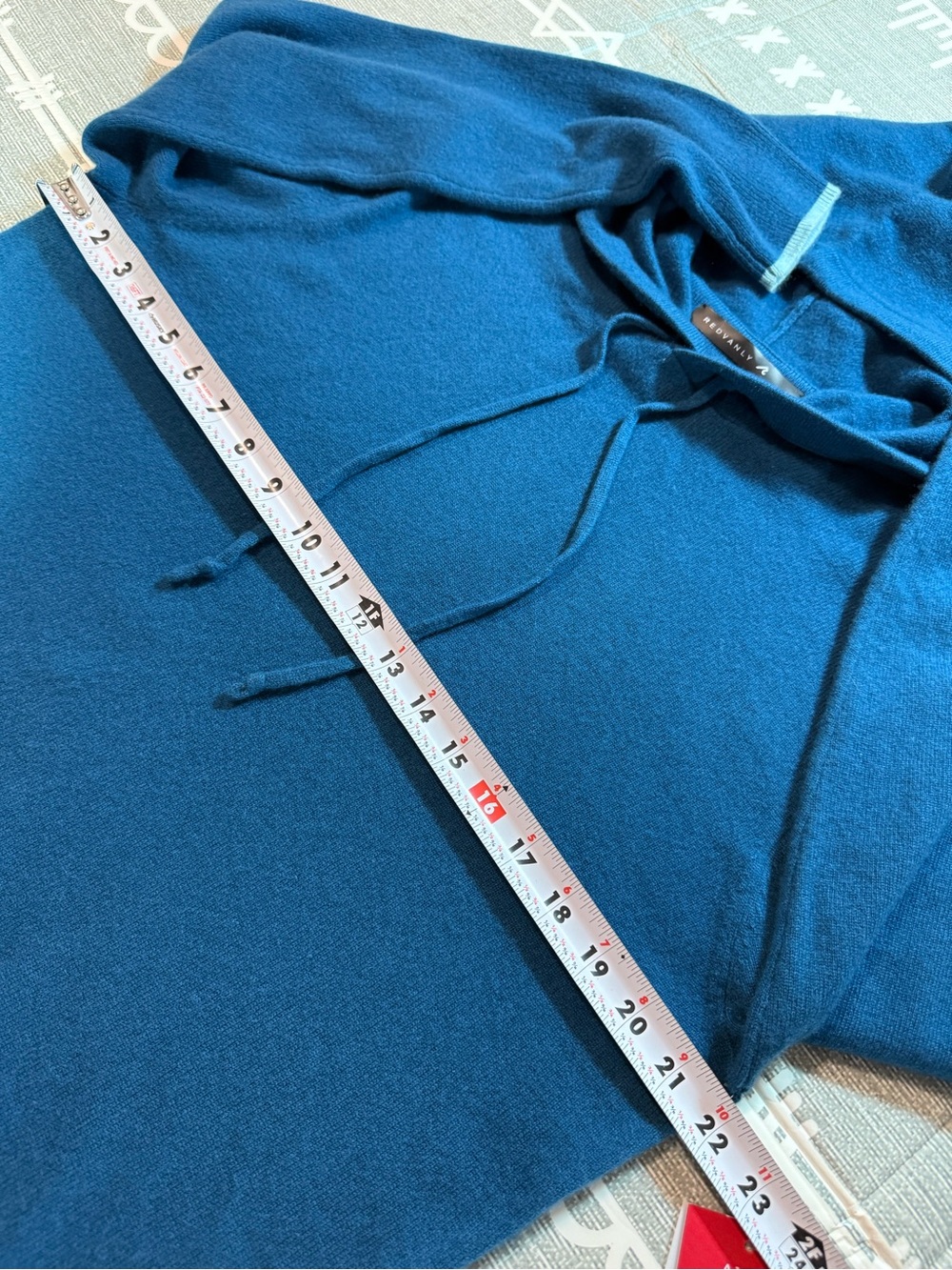 REDVANLY Quincy 100% Cashmere Hoodie Sweater in Sea size M - Picture 8 of 11